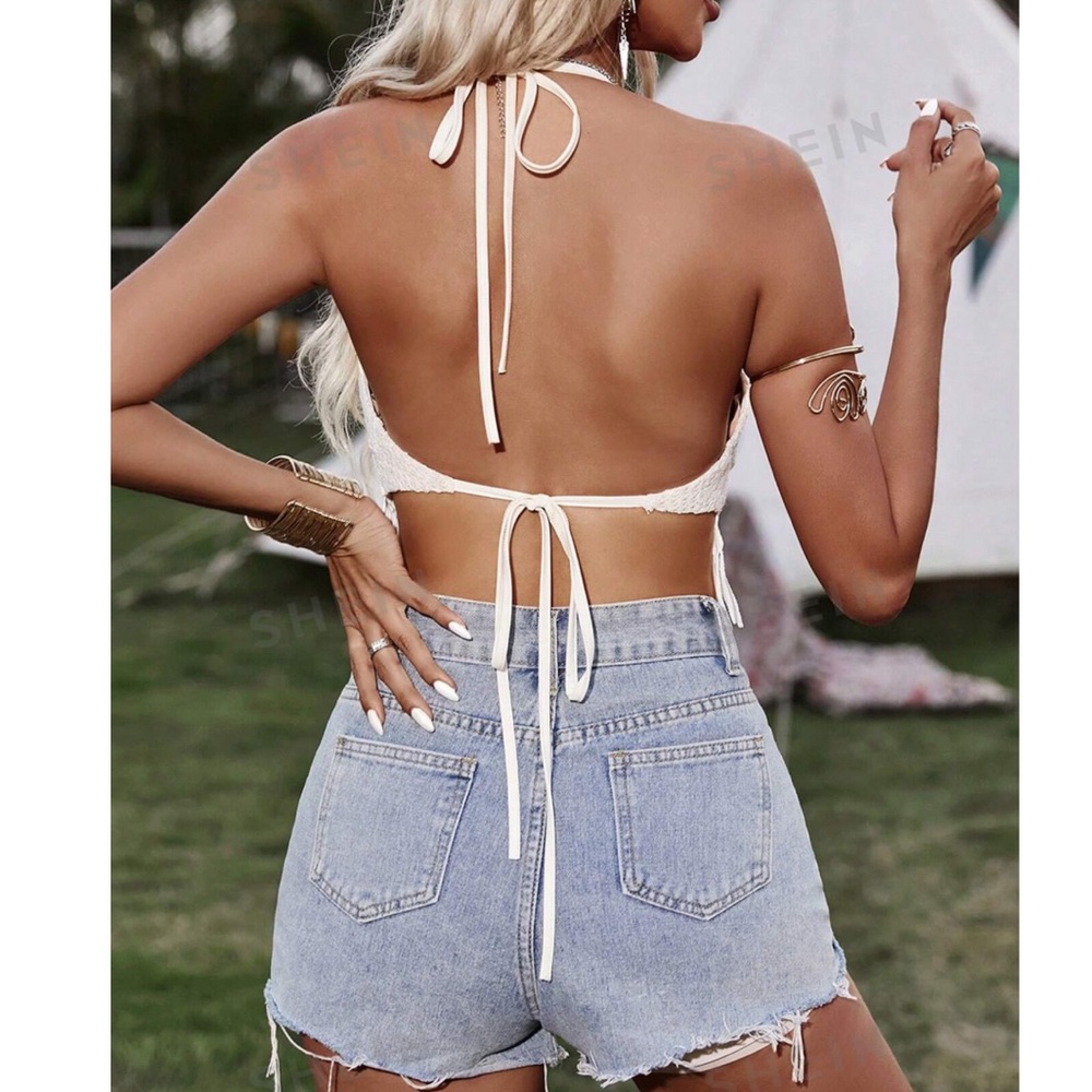 White Boho Halter Top